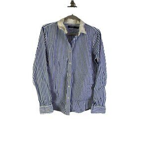 Lauren Ralph Lauren Striped Contrast Collar Cuff Button Shirt Preppy